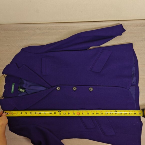 Vintage Lauren Ralph Lauren Wool Purple Blazer Jacket Size 16 Notched Lapel - Picture 7 of 10
